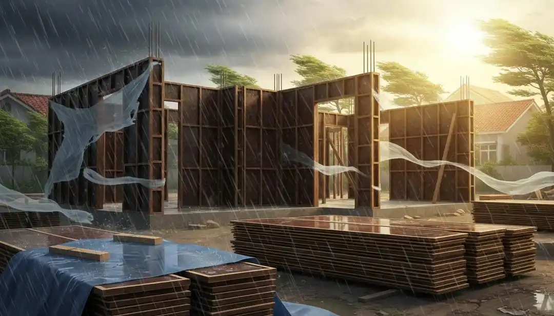 Pengaruh Cuaca Ekstrem terhadap Performa Bekisting di Lapangan