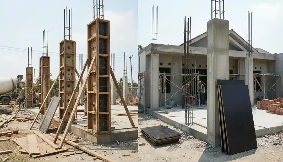 Perbandingan Biaya Bekisting Kayu vs Triplek Film untuk Proyek Rumah